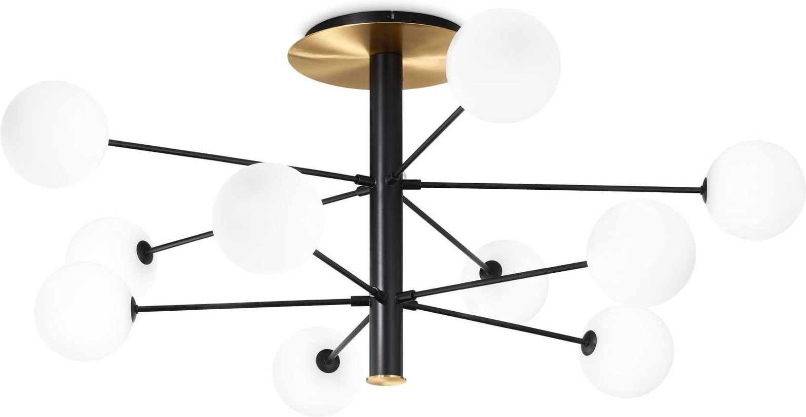 Elegant 10-armet loftslampe i sort metal fra Ideal Lux