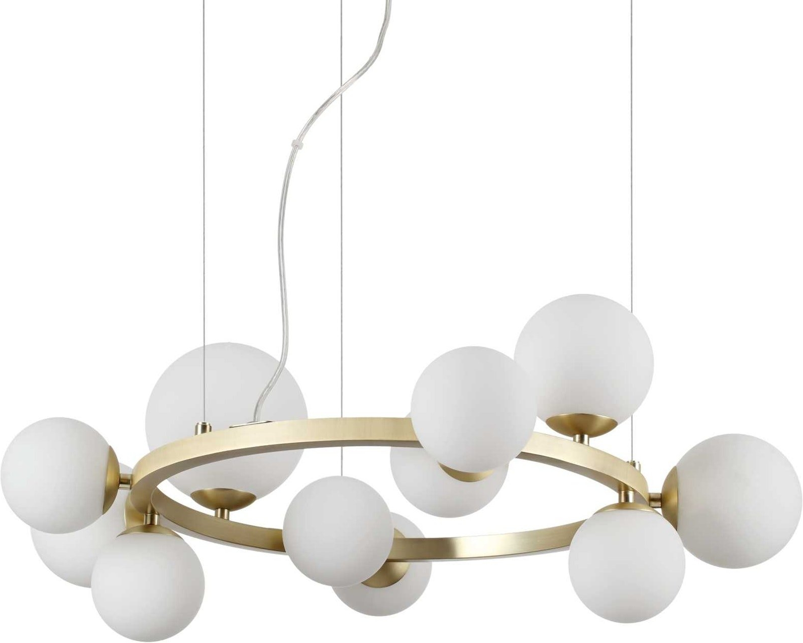 Pendellampe Ideal Lux Perlage Ø73 cm i Messing med Glas