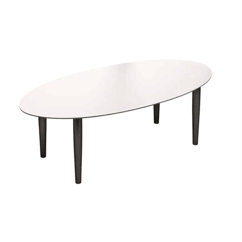 Thomsen Furniture Katrine Elipse Sofabord Hvid Laminat 128     50     90     Møbelsalg