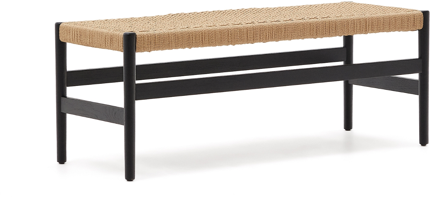 Bænk Kave Home Zaide 120 cm – Sort Egetræ med Papirsnor