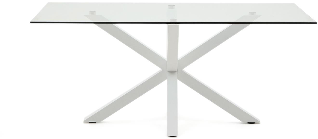 Elegant Argo Spisebord i Hærdet Glas og Stål - Klar Hvid