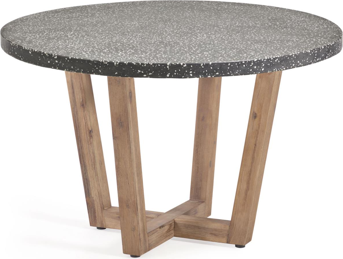 Udendørs Spisebord Kave Home Shanelle Rund ø120 Terrazzo Akacietræ Antracit Natur