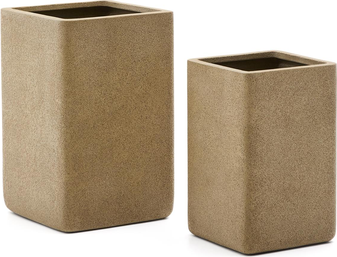 Udendørs Krukkesæt Kave Home Minoa Sand   Stk Polystone 44ã 44ã 70