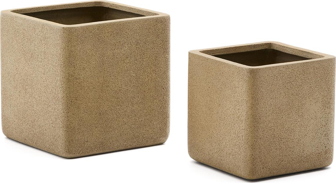 Udendørs Krukkesæt Kave Home Minoa   Kubiske Krukker 44x44   Sand