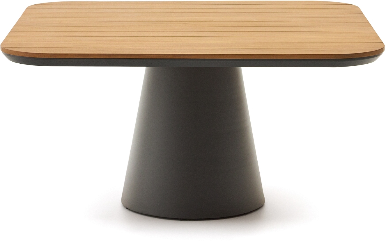 Udendørs Spisebord Kave Home Tudons Grafit Aluminium Teak 148x148     Personer