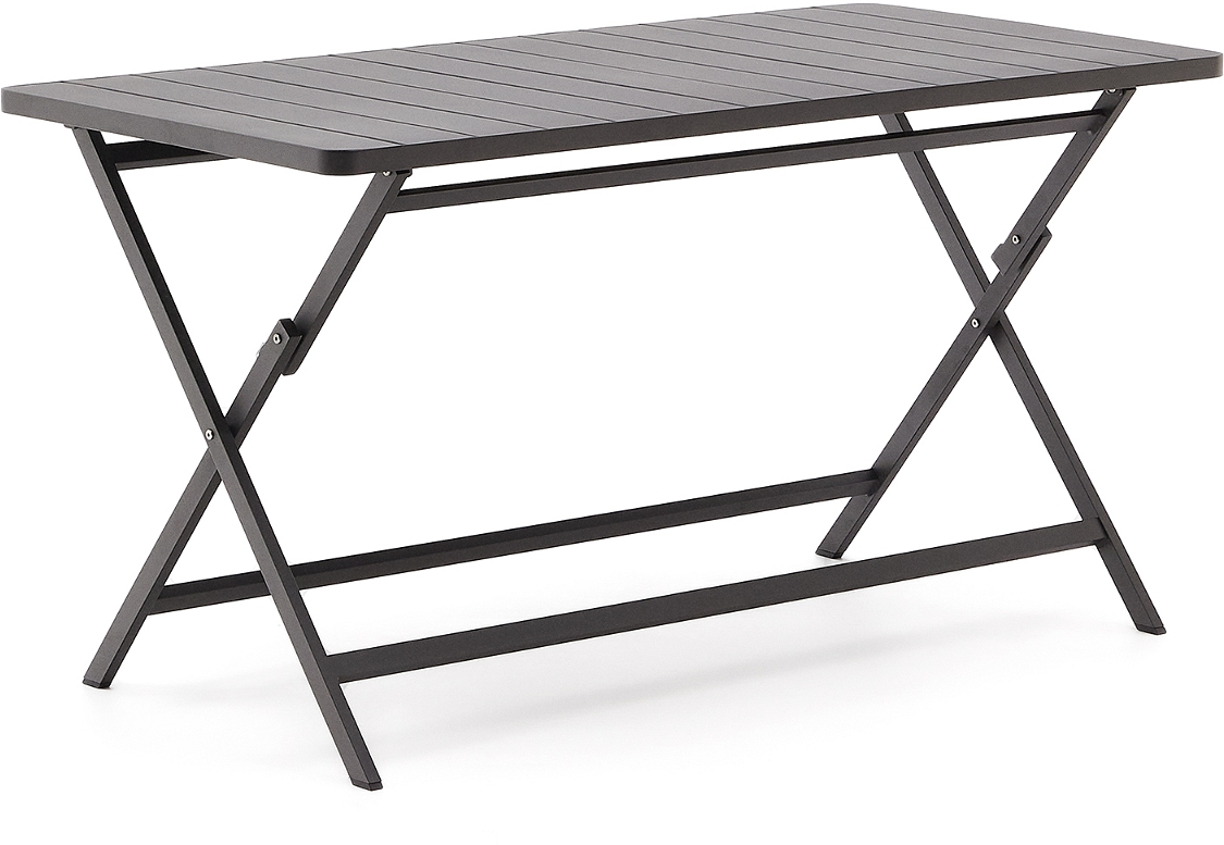 Udendørs Spisebord Kave Home Torreta Aluminium Grafit Sammenklappeligt Moderne Industrielt Til   Personer 140x70x74