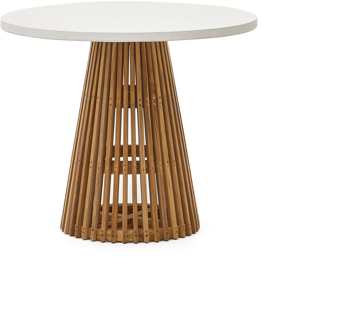 Udendørs Rundt Spisebord Kave Home Alcaufar ø90   Hvid Teak Fibercement