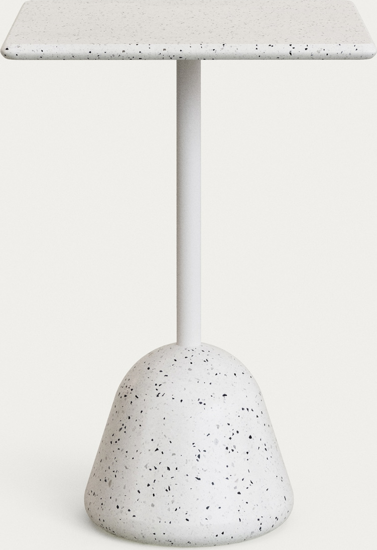 Udendørs Barbord Højbord Kave Home Saura   Hvid Terrazzo Beton H99   B70   D70