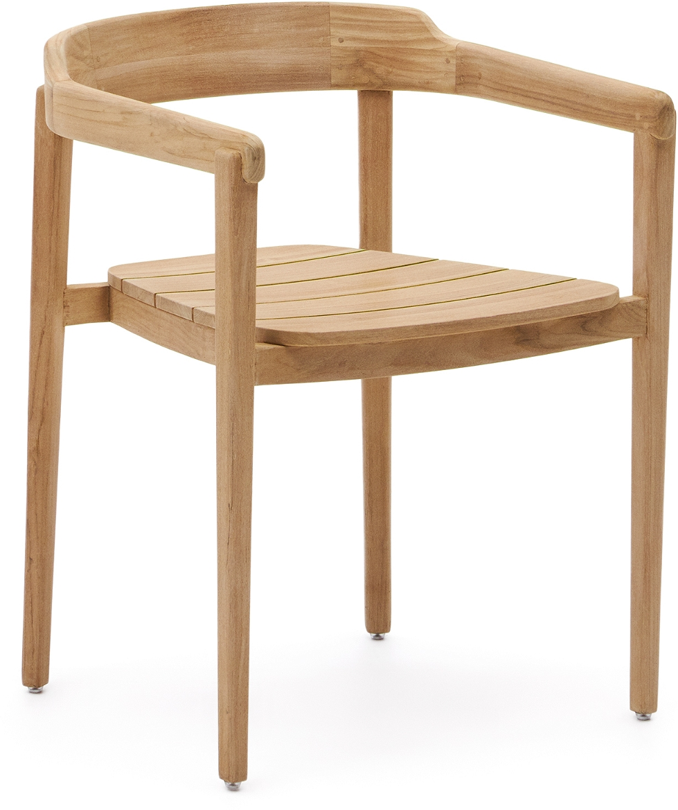 Udendørs Spisebordsstol Kave Home Icaro   Teak    Rund Ryg   Armlæn   Stabelbar Fsc Rustik Kolonial Havestol