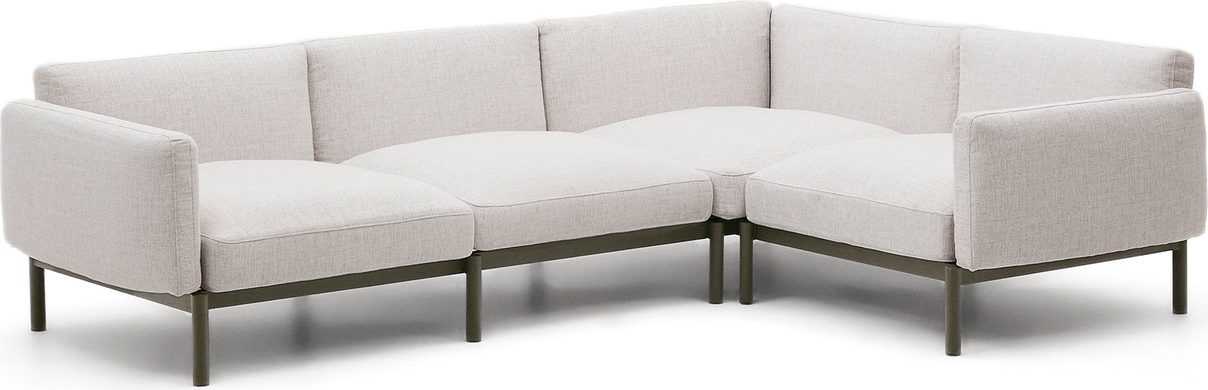 Udendørs Hjørnesofa Kave Home Sorells  -sæders Aluminium Loungemøbel Grøn