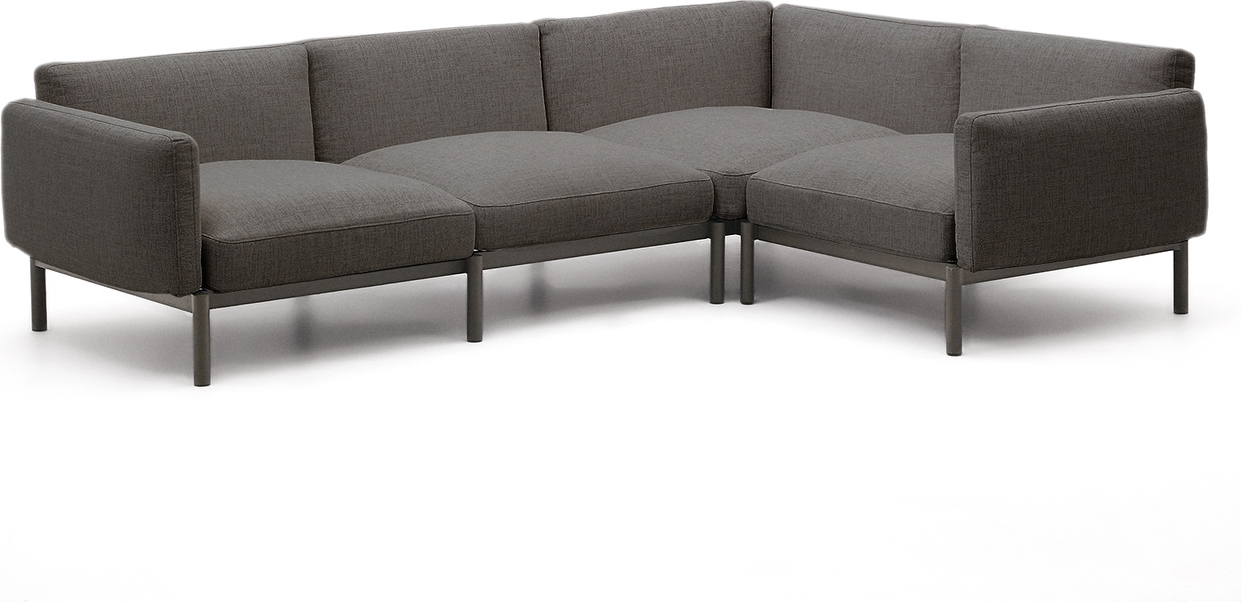 Udendørs Hjørnesofa  -personers 276x191     Kave Home Sorells Grå Aluminium Loungesofa Med Aftagelige Hynder