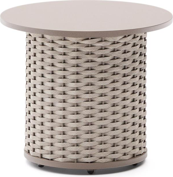 Udendørs Sofabord Kave Home Sedalis Gråbrun ø50xh43   Aluminium-top    -resistent Reb