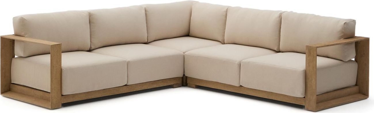 Udendørs Hjørnesofa Kave Home Ambra  -personers Beige Akacietræ Loungesæt 248x248x77