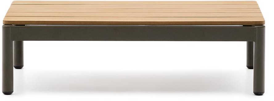 Udendørs Rektangulært Sofabord Kave Home Sorells Teak Aluminium Natur Khaki 91   57   25