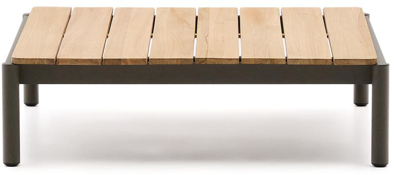 Udendørs Sofabord Kave Home Sorells   Fsc Teak   Pulverlakeret Aluminium Natur Khaki 89x91x25