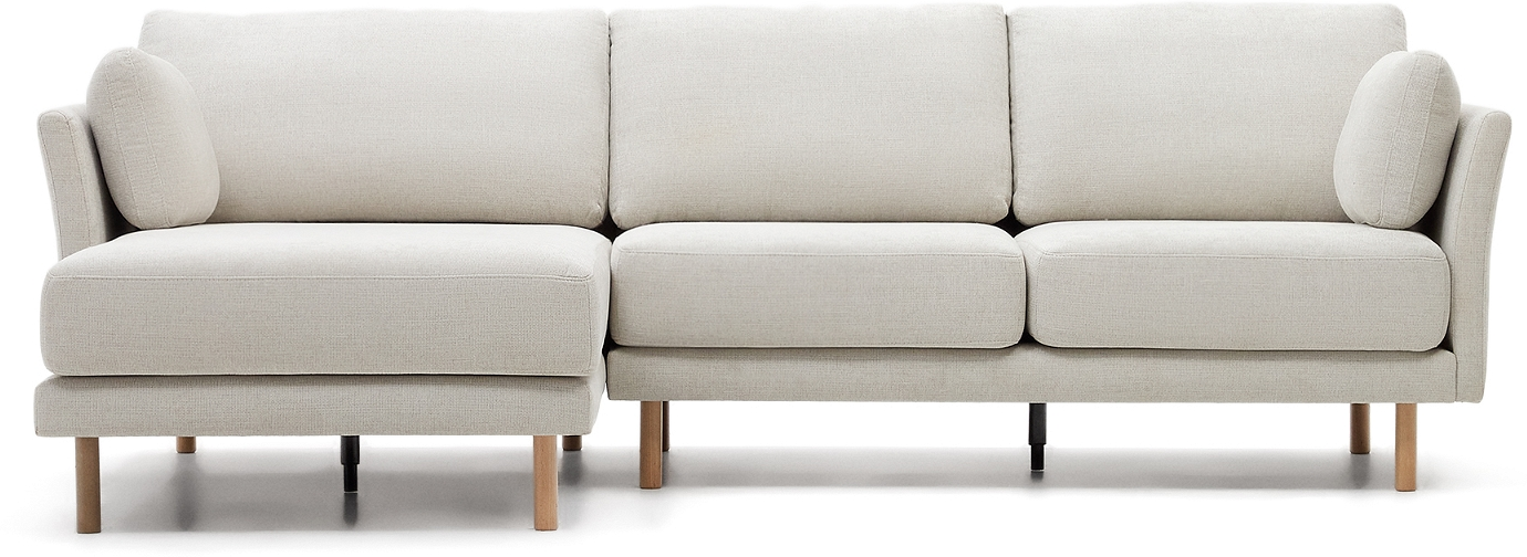 -personers Sofa Kave Home Gilma   Nordisk Moderne Modul-chaiselong  Grå Natur Chenille  Vand-   Pletafvisende  Aftagelige Puder