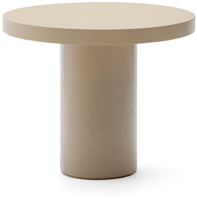 Udendørs Spisebord Kave Home Aiguablava Rund Cementfiber Beige ø90   H75