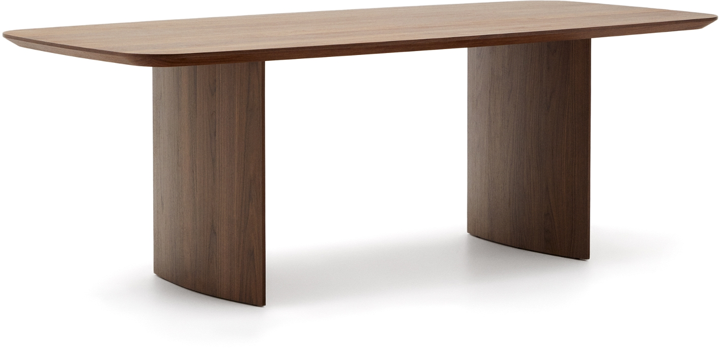 Spisebord Kave Home Litto 240x100   Mørk Valnøddefineret Mdf Dobbelt Piedestal