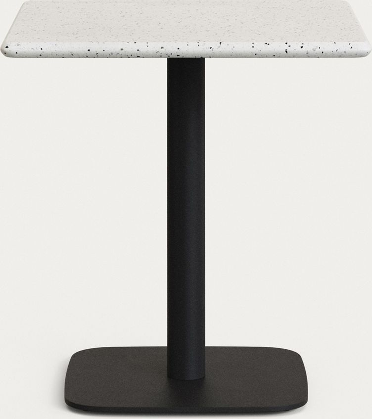 Udendørs Cafébord Kave Home Saura 70x70x74   Hvid Sort Terrazzo