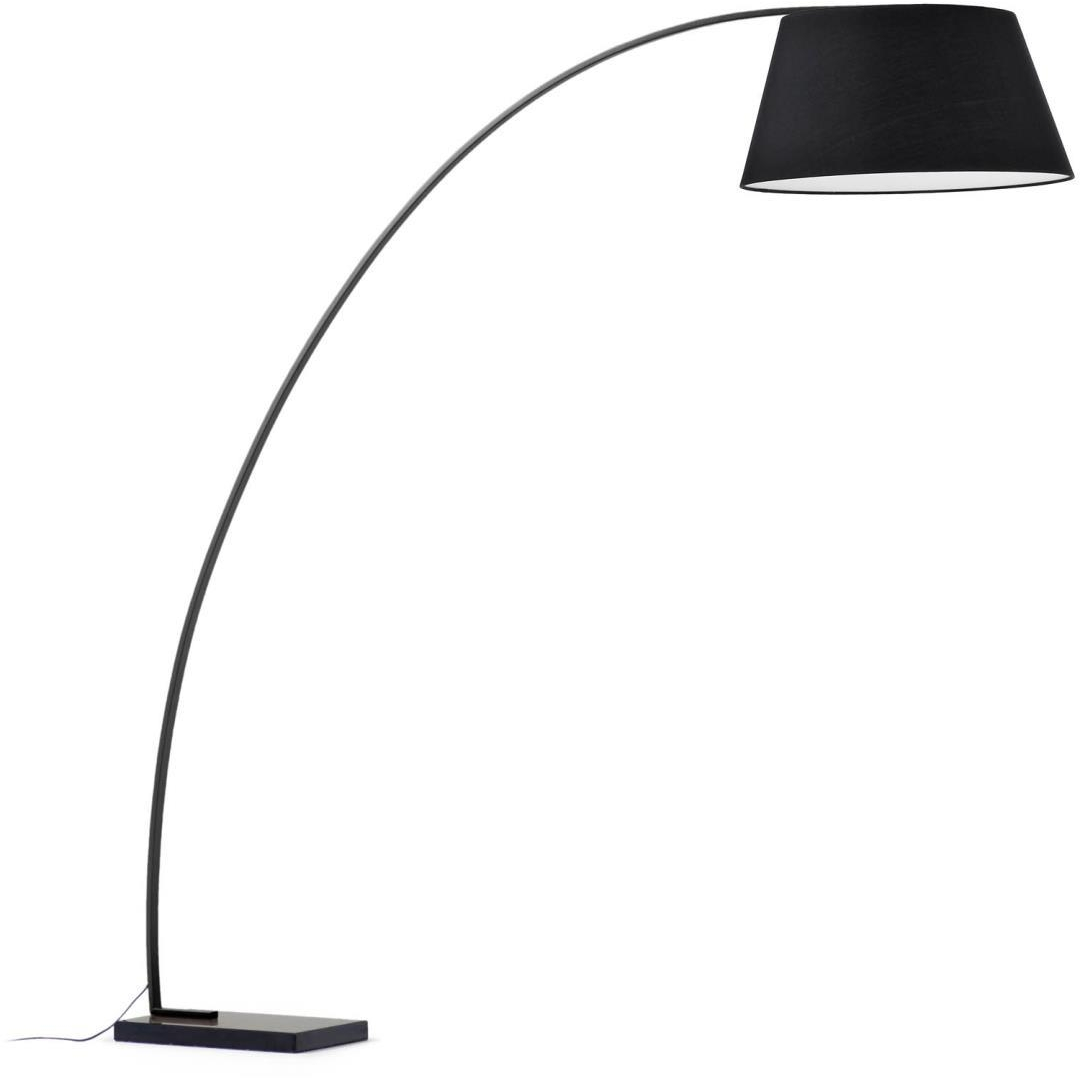 Gulvlampe Kave Home Juhe   Sort Pulverlakeret Stål   Marmorfod Med Bomuldsskærm  Moderne Nordisk Design