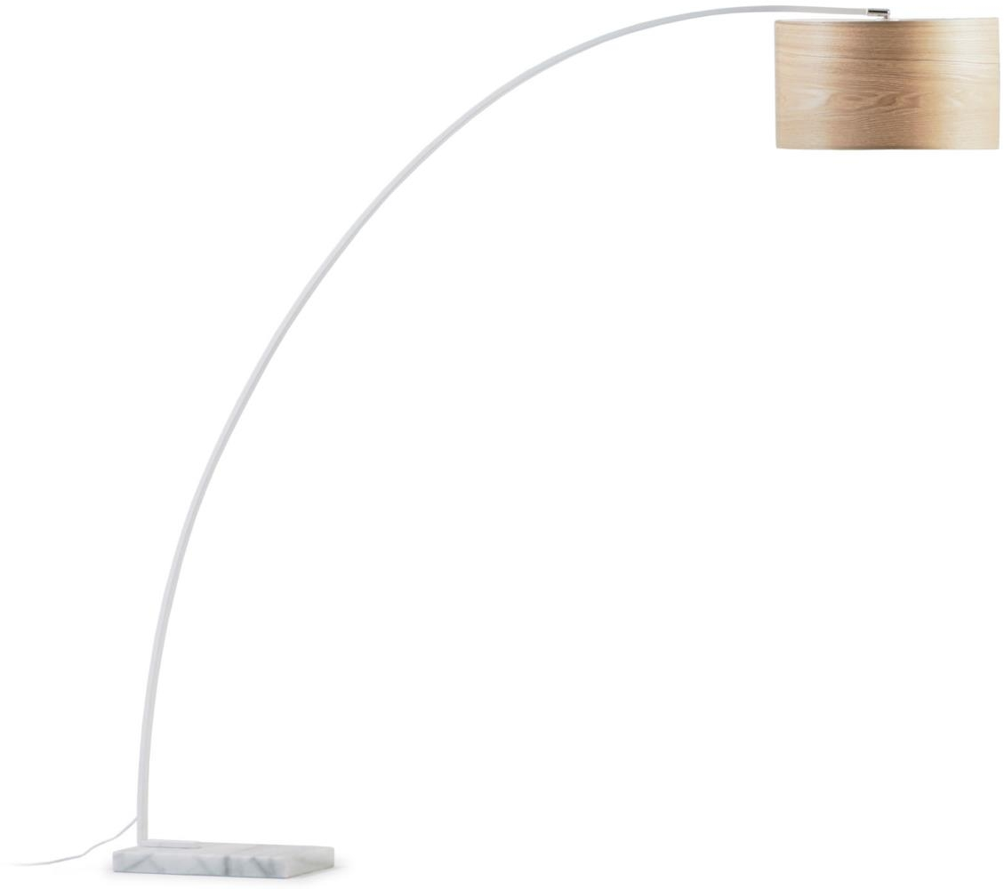 Gulvlampe Kave Home Juhe Marmorbase Med Justerbar Askefiner Skygge  Mat Hvid  H210