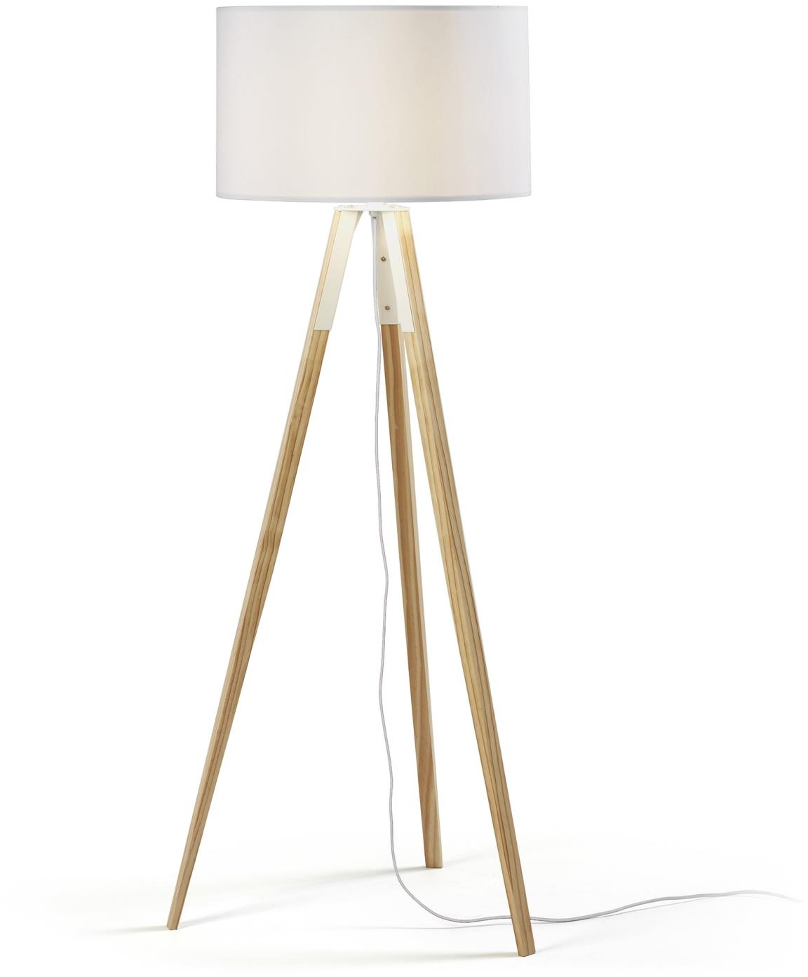 Gulvlampe Kave Home Iguazu Massivt Fyrretræ Hvid Natur H155   Nordisk Moderne Design