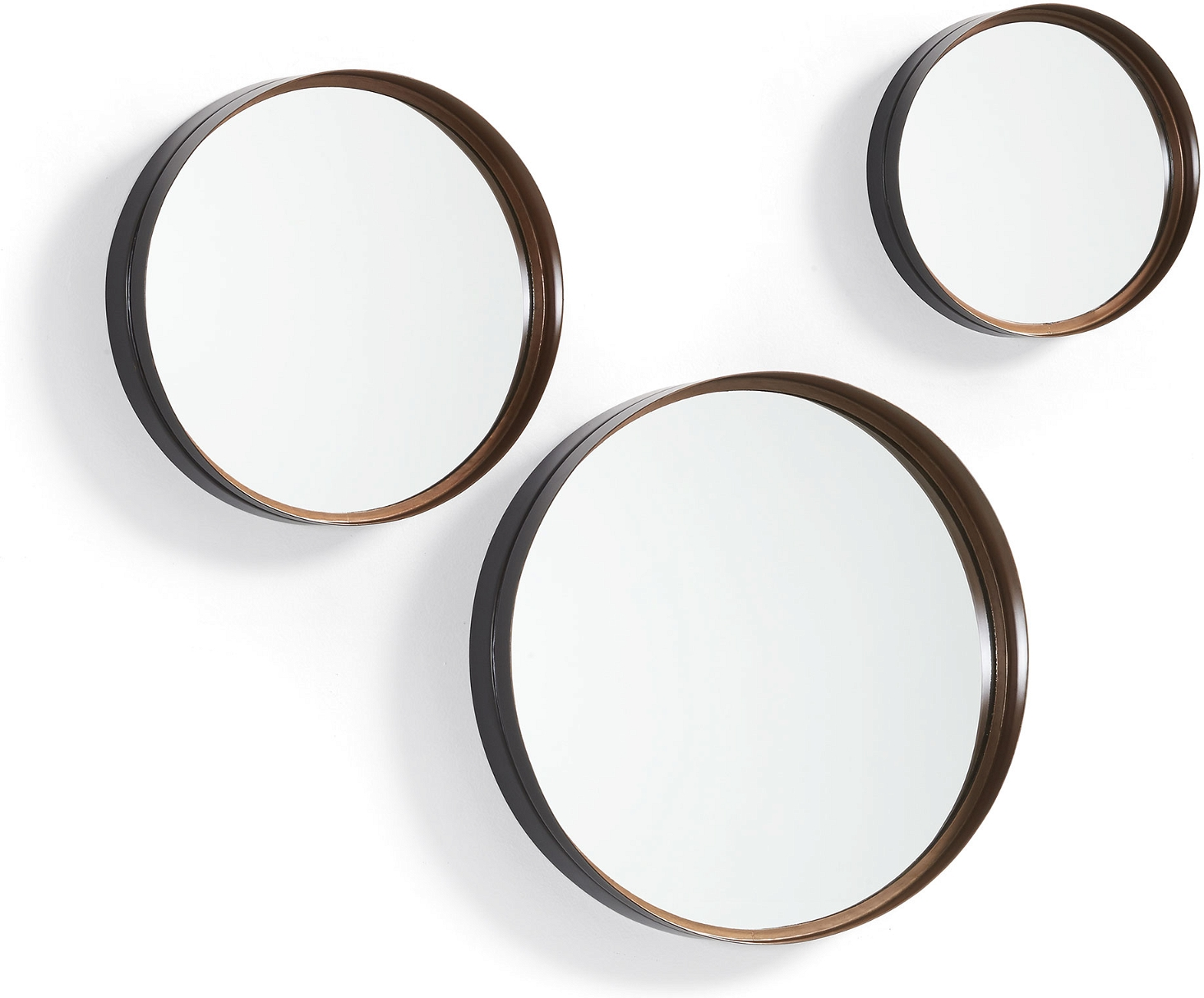 Vægspejlesæt   Stk  Kave Home Ralphe   Moderne Nordiske Spejle Med Metalramme   Antik Kobber   Sort Finish