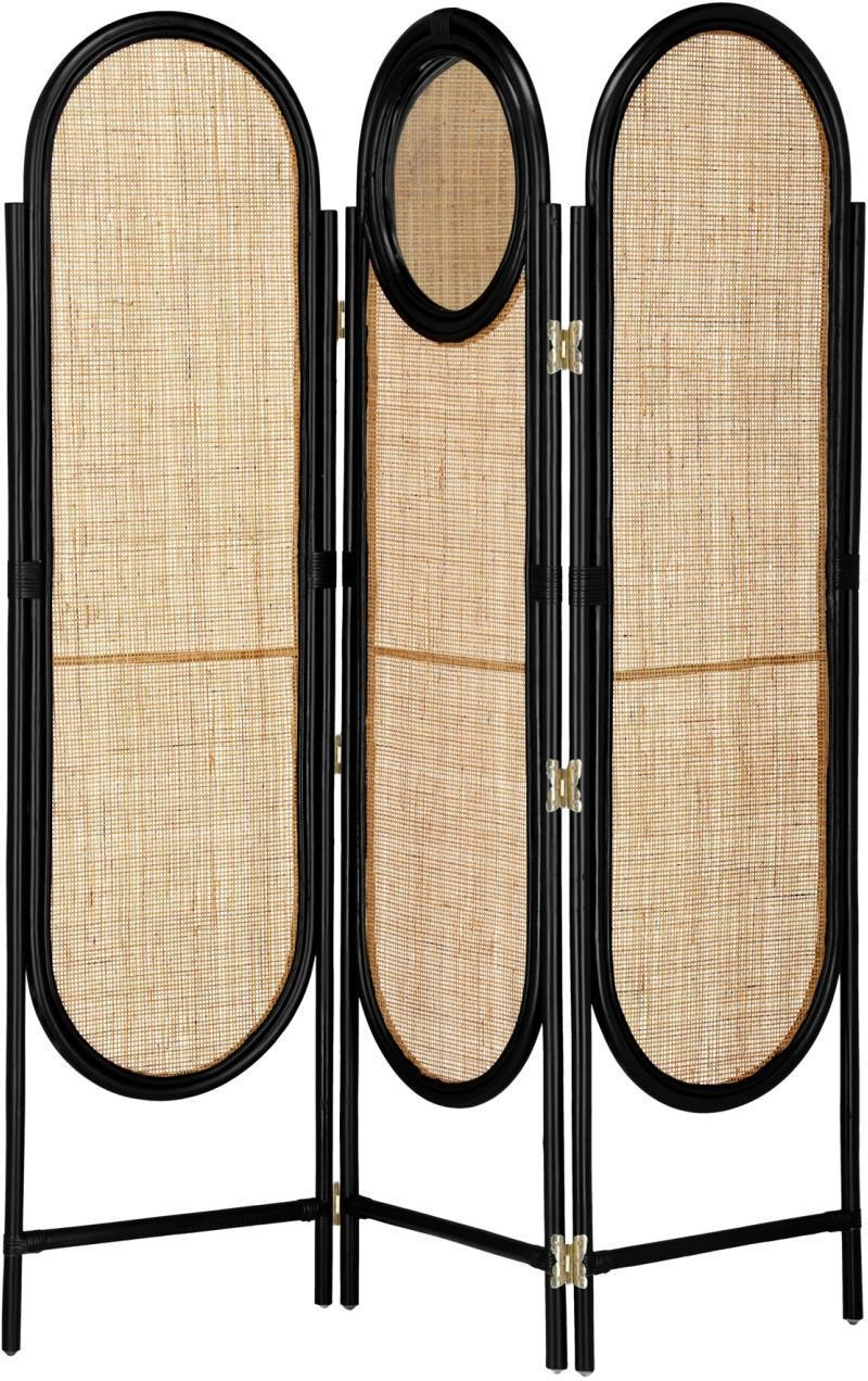 Rumdeler Skærmvæg Kave Home Lalita Foldbar   Syntetisk Rattan H180   B150   Natur Sort