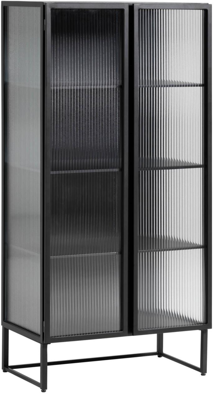 Vitrineskab Kave Home Trixie   Industrielt Sort Metal   Hærdet Glas H143ã 41ã 70