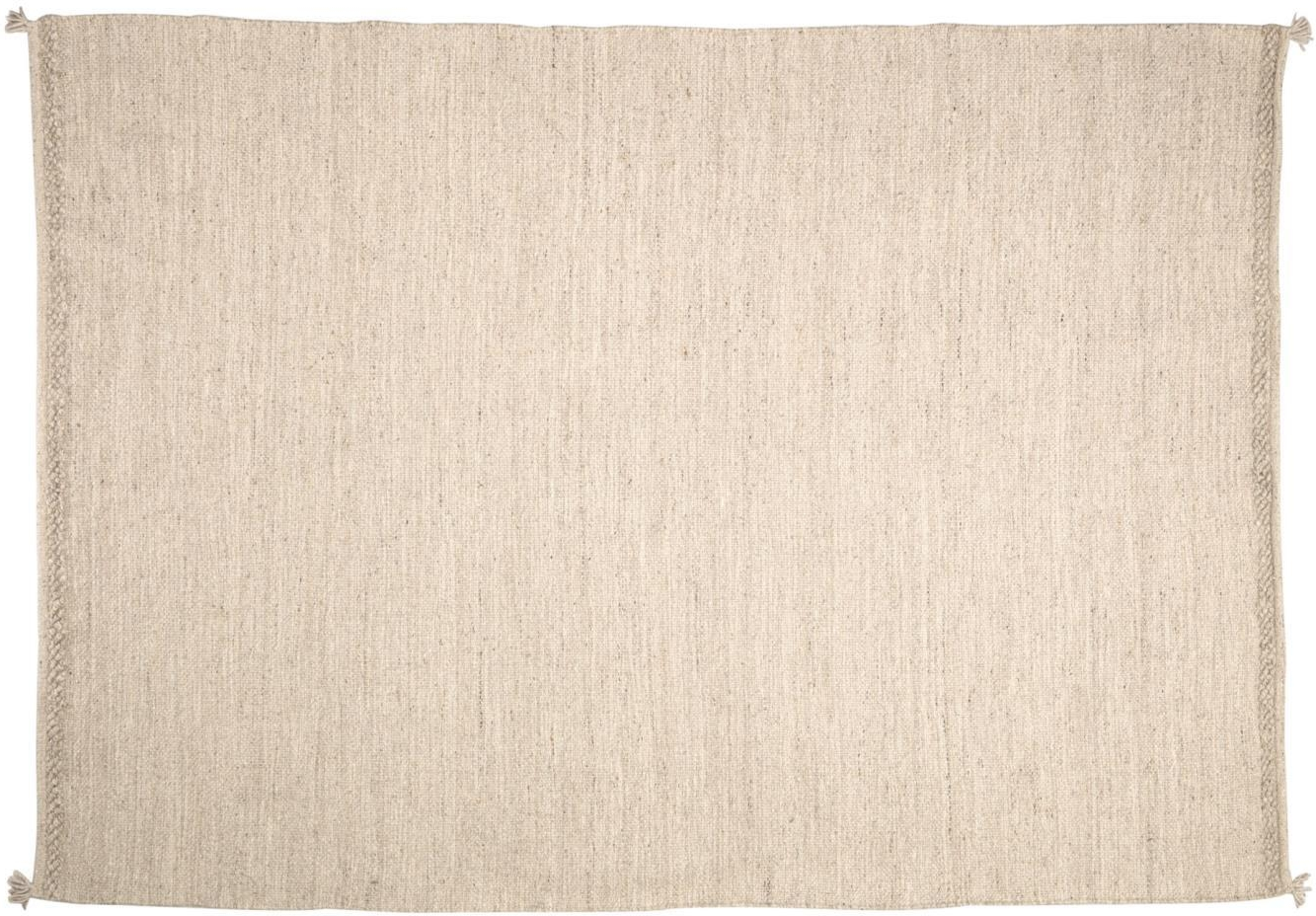 Gulvtæppe Kave Home Carime 200x300   Beige   Uld Bomuld Blødt Nordisk Moderne Tæppe Med Frynser