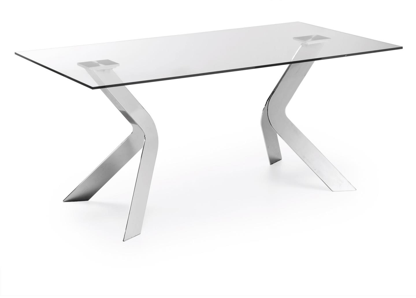 Spisebord Kave Home Westport Hærdet Glas Stål Kromfinish 180x90   Til   Personer