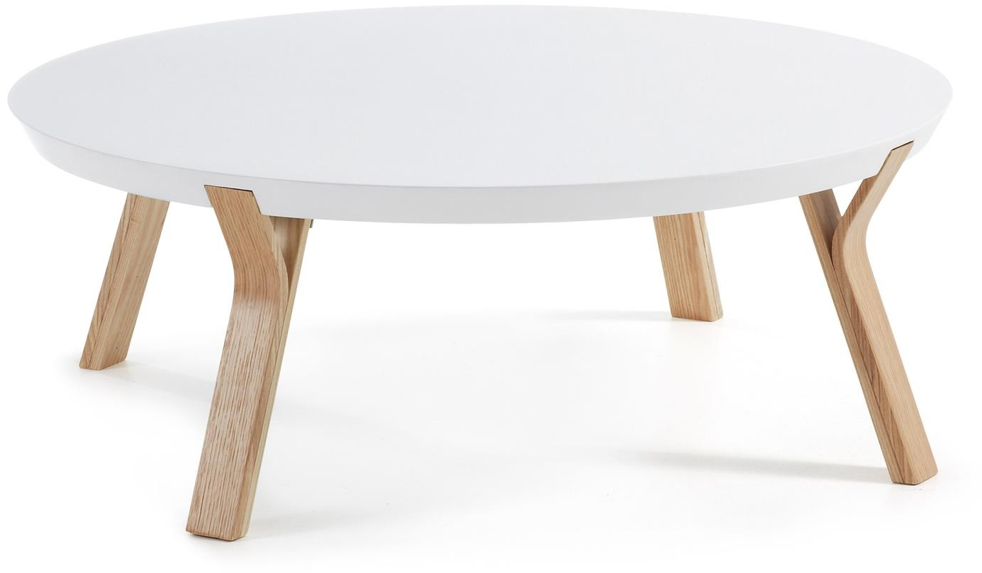 Moderne Rundt Sofabord Dilos – Hvid/Natur Ø90 cm Tilbud!