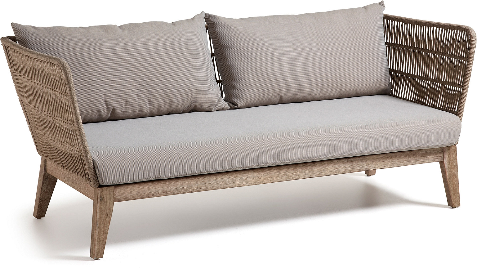Udendørs  -personers Sofa   Kave Home Belleny   Massivt Eukalyptustræ Med Puder   Madras   -bestandig Beige Natur Grå