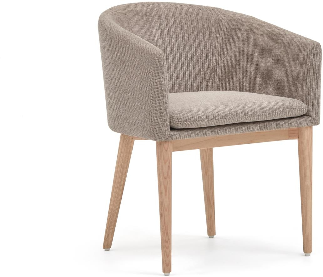 Spisebordsstol Med Armlæn Kave Home Harlan   Chenille Brun Natur Nordisk Design Lænestolskomfort
