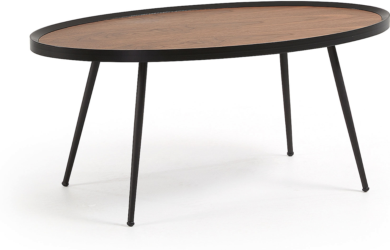 Sofabord   Kaffebord Kave Home Kinsley Valnødfiner   Sort Metal 102x56x43