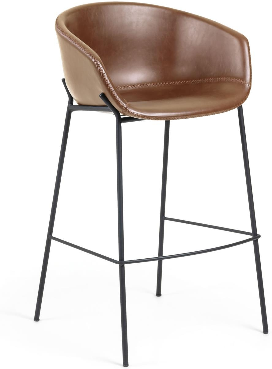 Moderne Barstol Yvette i Brun PU-læder - Stilfuld Design