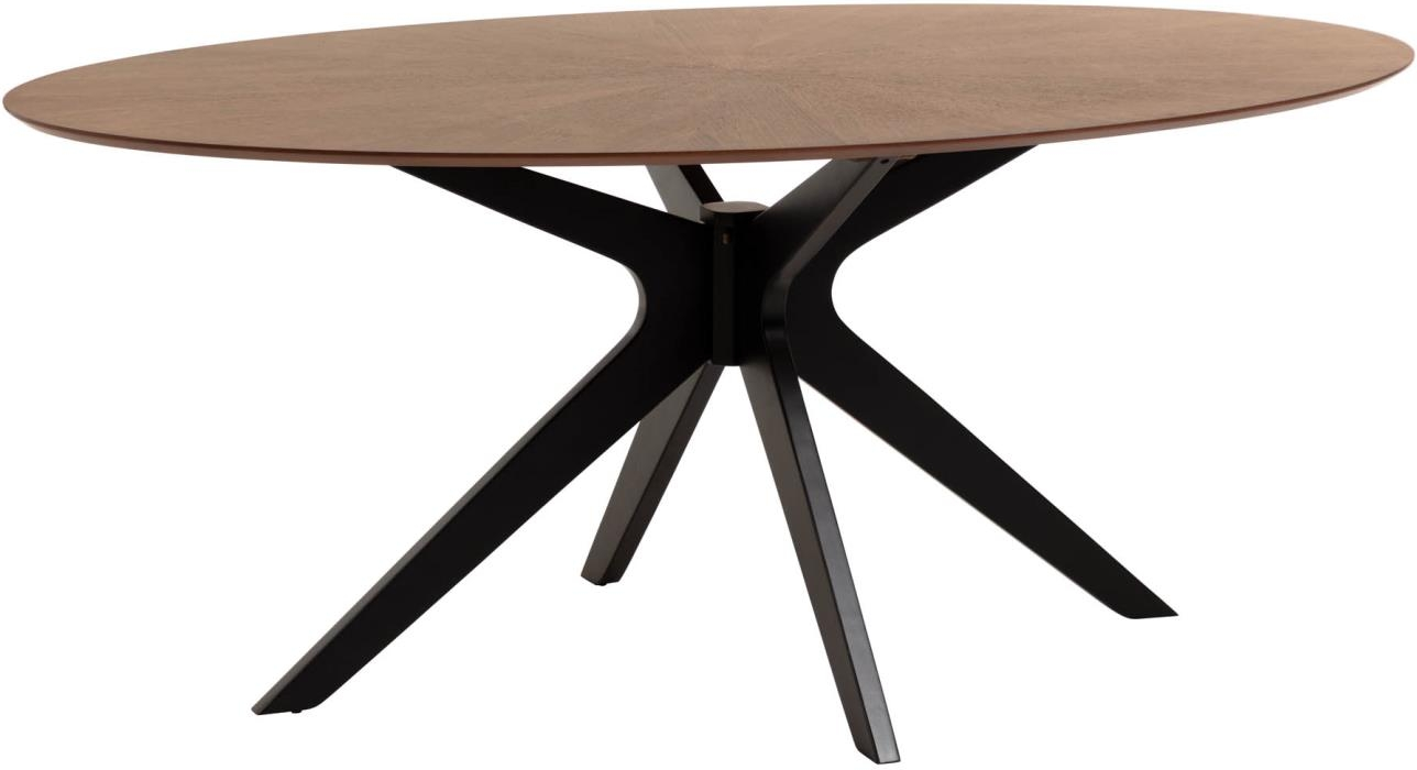 Elegant spisebord i valnøddetræ med sorte ben - Kave Home