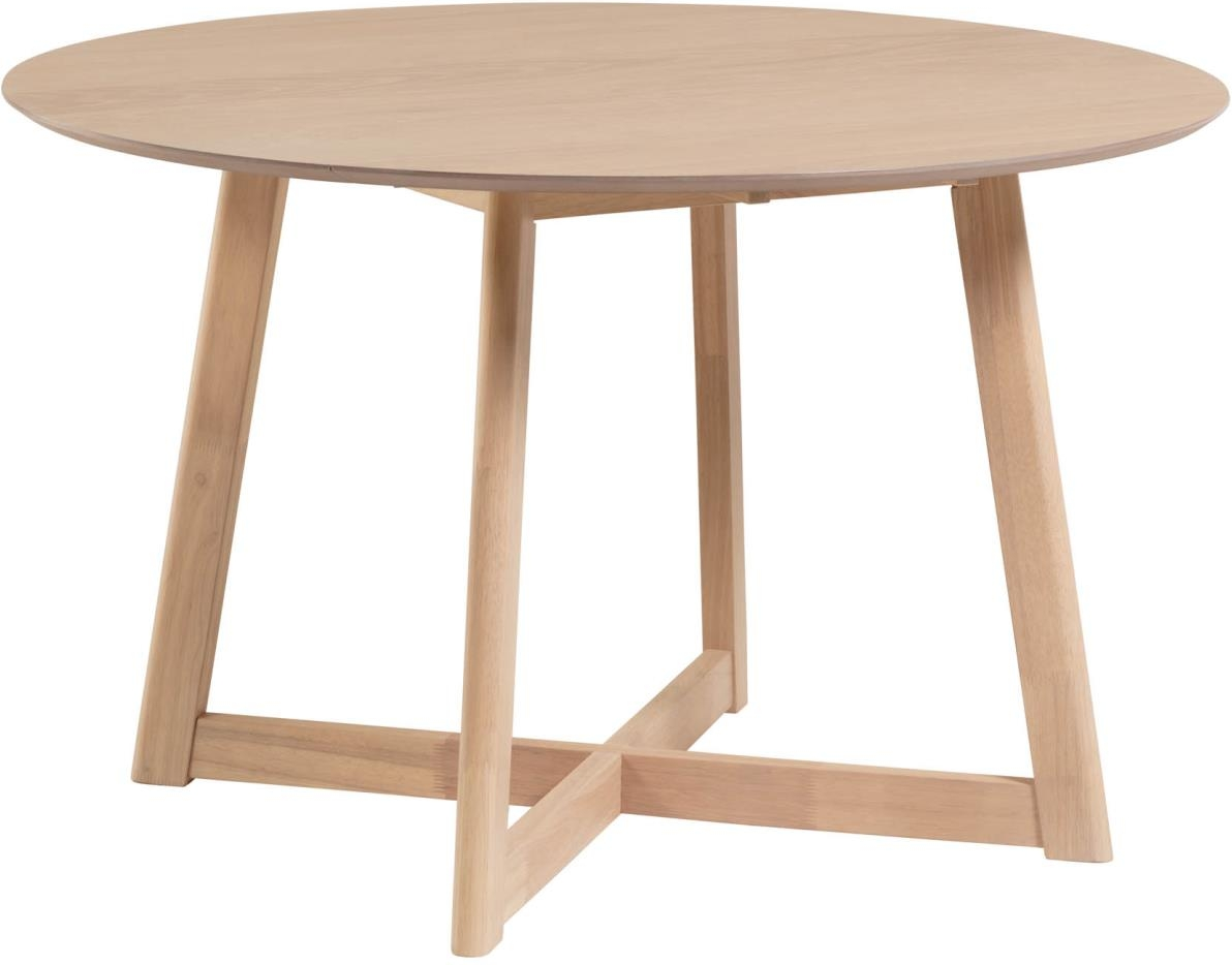 Elegant Rundt Spisebord i Egetræ med Kobberplade