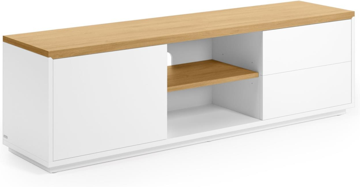 -bord Kave Home Abilen 150x36x44   Hvid Natur Fsc-certificeret Finértræ Med Skuffer   Dør