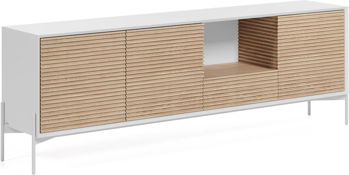 Skænk Marielle Kave Home H69xb207xd40     Moderne Nordisk Asketræ Hvid Med   Døre   Skuffe