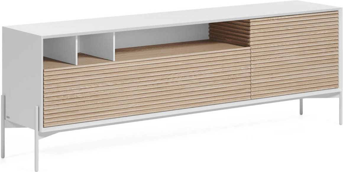 -bord Kave Home Marielle 187x40x63   Hvid Asketræsfinér Metalben Nordisk Design