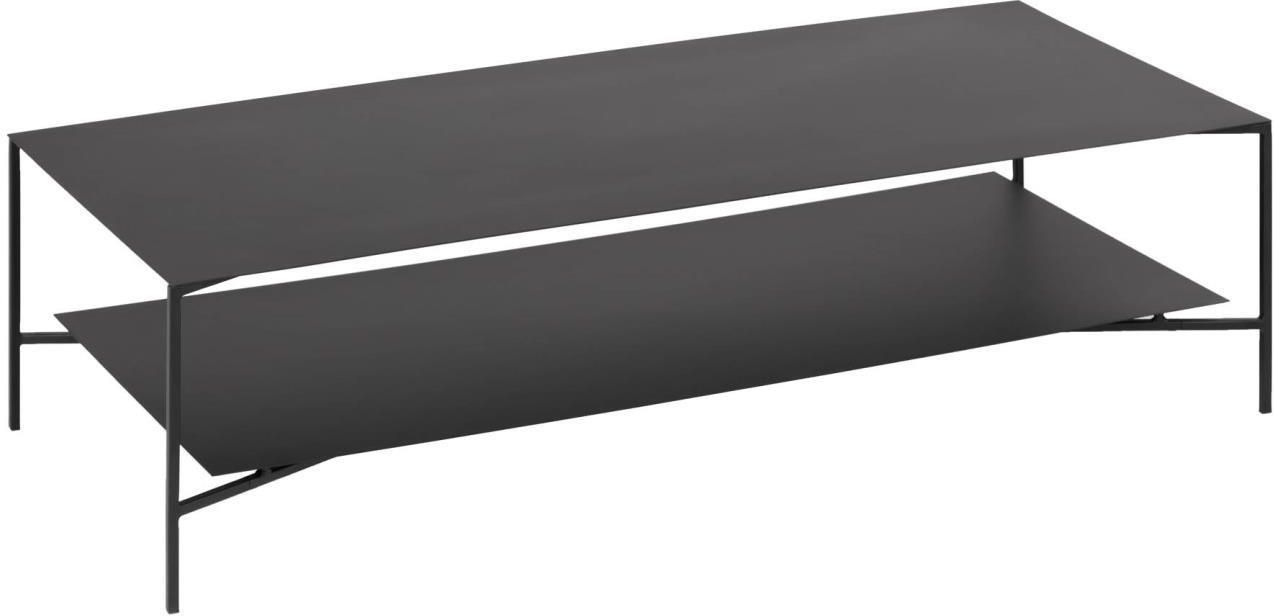 Sofabord Kaffebord Kave Home Azisi 140x60x36   Pulverlakeret Mat Sort Stål Industriel Med Underhylde