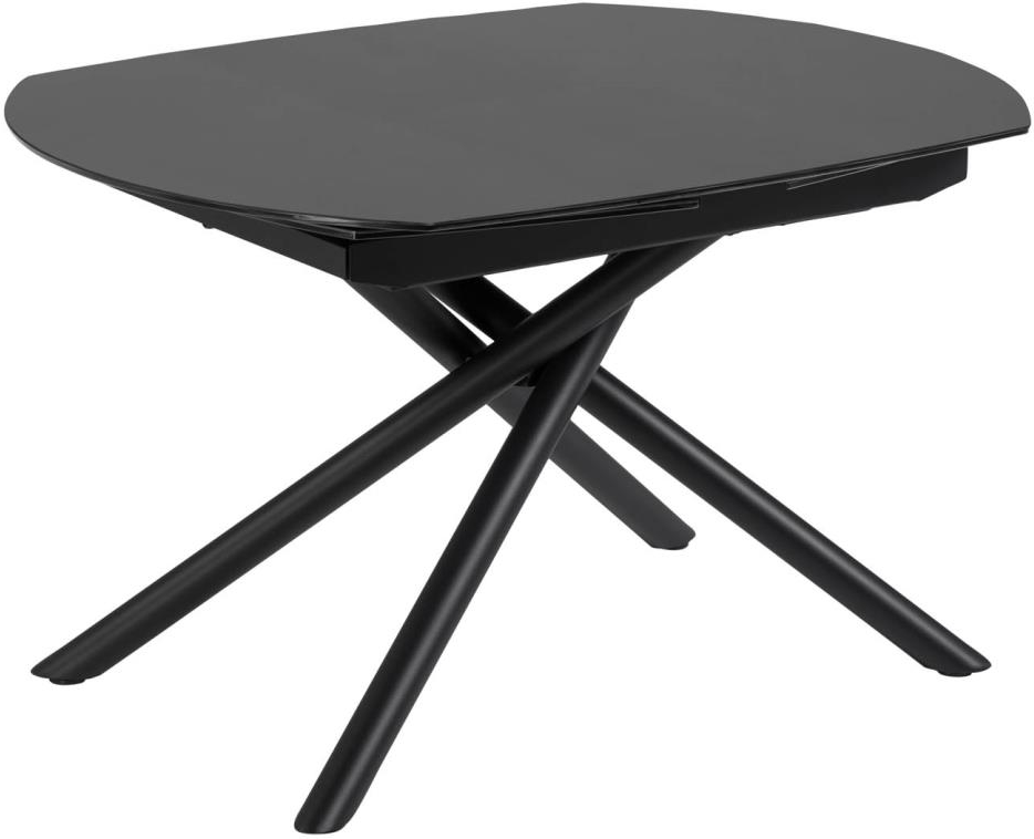 Spisebord Med Udtræk Kave Home Yodalia 190ã 100ã 78   Mørkt Hærdet Glas Sort Stål