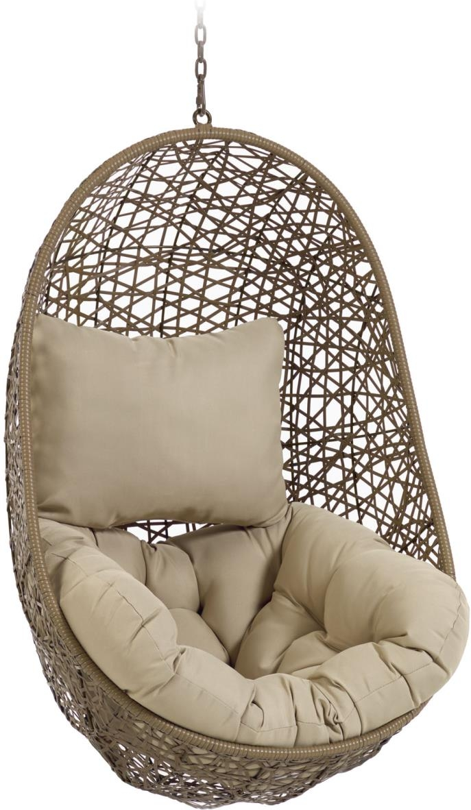 Udendørs Hængestol Kave Home Florina   Flettet Polyrattan Med Beige Puder
