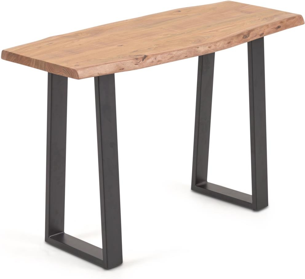Konsolbord Aflægningsbord Kave Home Alaia Rustikt Massiv Akacietræ Med Sort Metal Natur H75xb35xl115