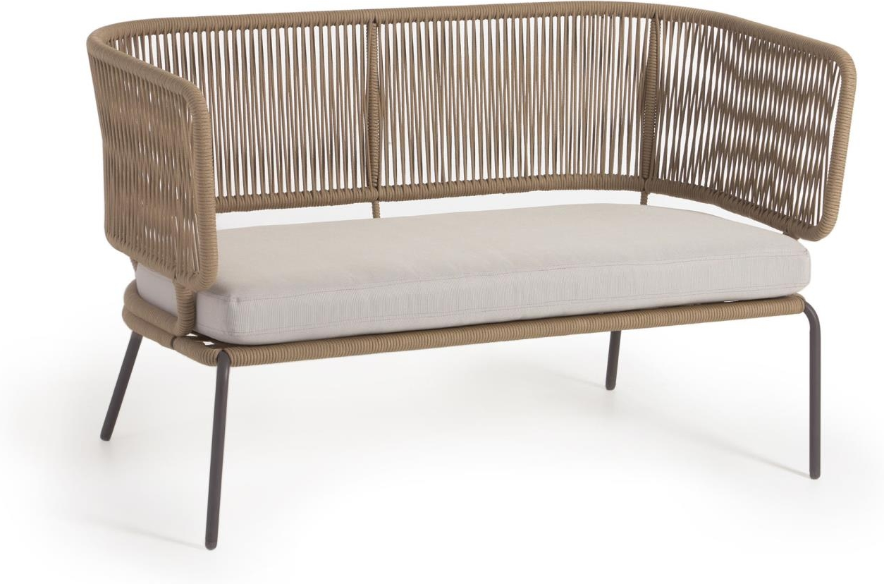Udendørs  -personers Loungesofa Kave Home Nadin Galvaniseret Stål   Håndvævet Snor Beige