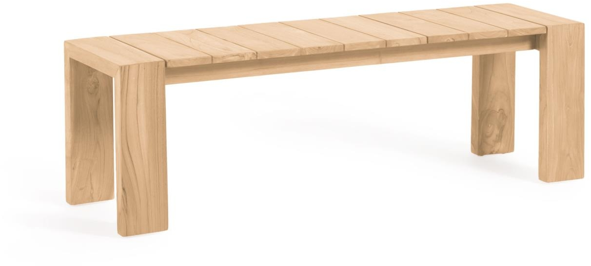 Kave Home Victoire Bænk   Naturfarvet Massivt Teak  Rustik Kolonial Stil  H45   B38   L175