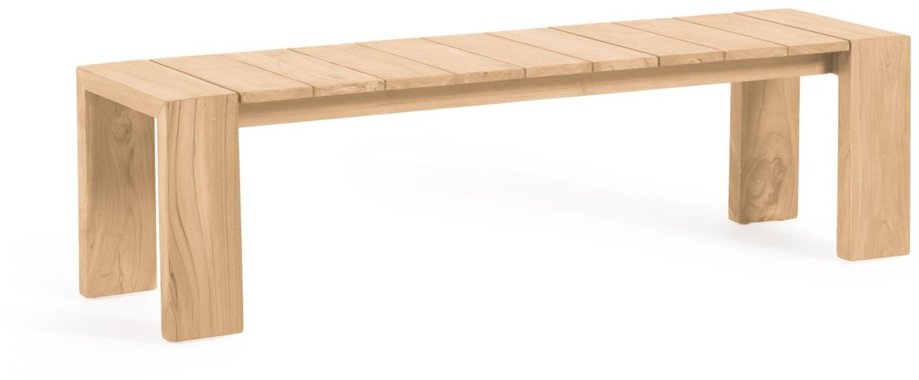 Udendørs Bænk Kave Home Victoire   Teaktræ Natur ældret Finish L215   D38   H45