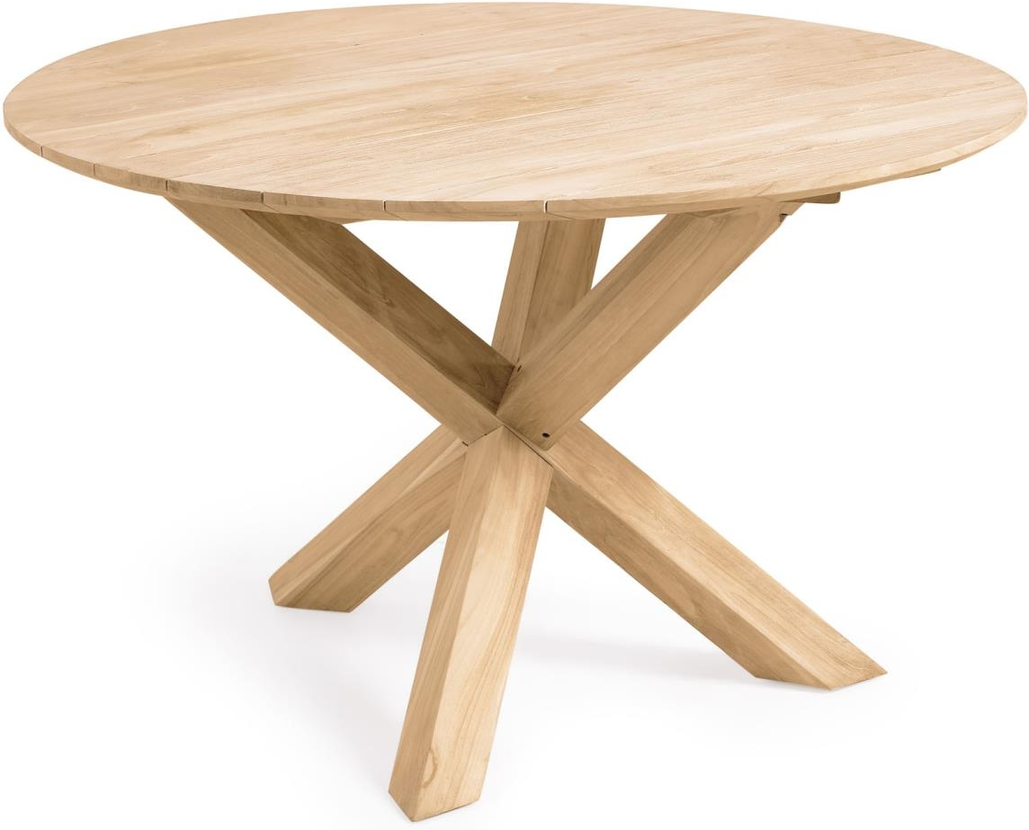 Udendørs Spisebord Kave Home Teresinha Rund Massivt Teak ø120   H76   Rustik Kolonial