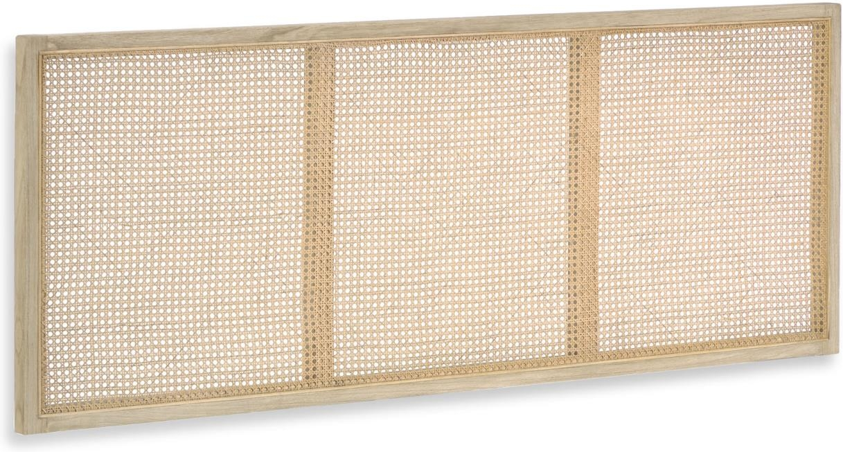 Sengegavl Kave Home Rexit Kolonial Rustik   Massivt Minditræ Med Håndflettet Wienerrattan H65   B163   Natur